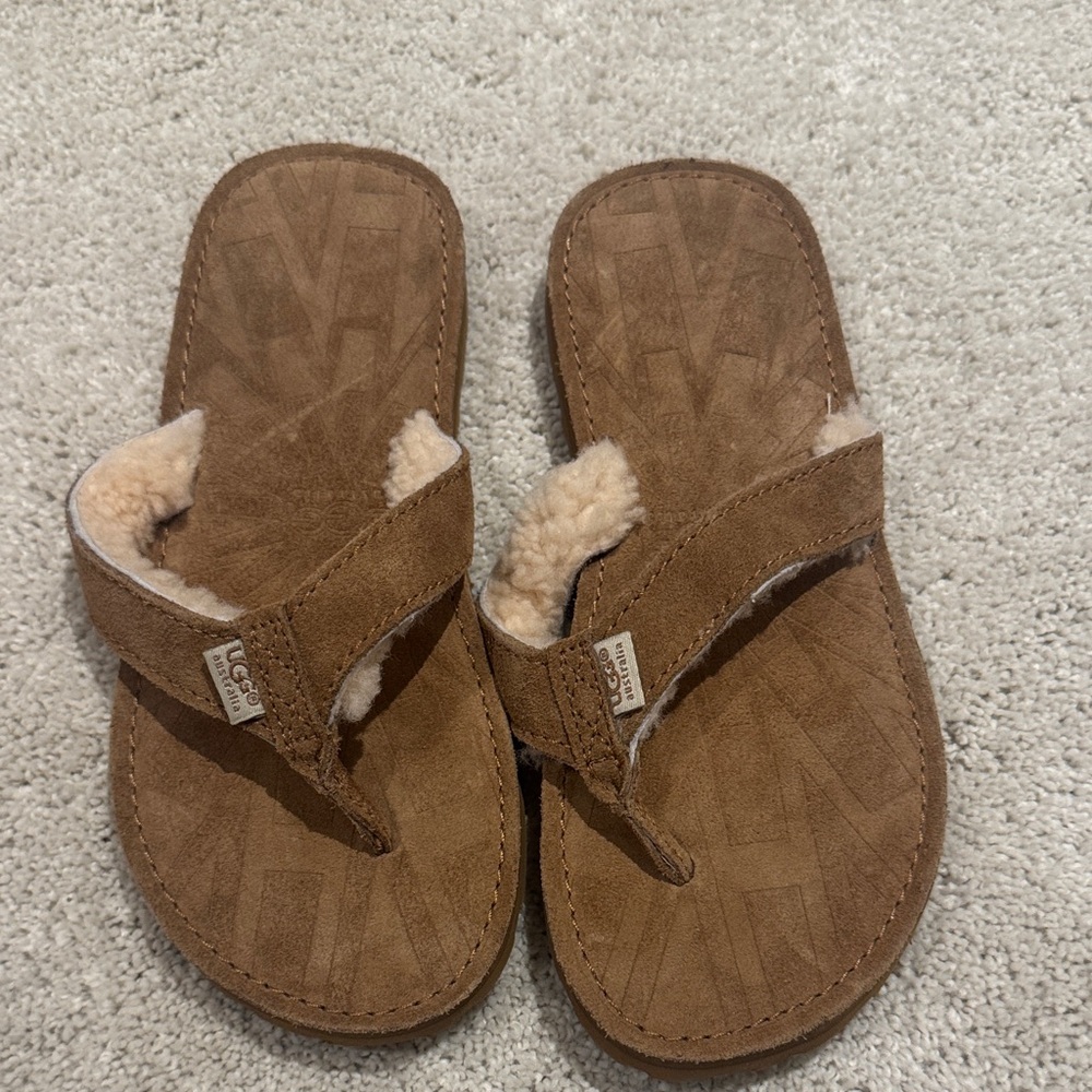 UGG Brown Kids Sandals with Cream Lining